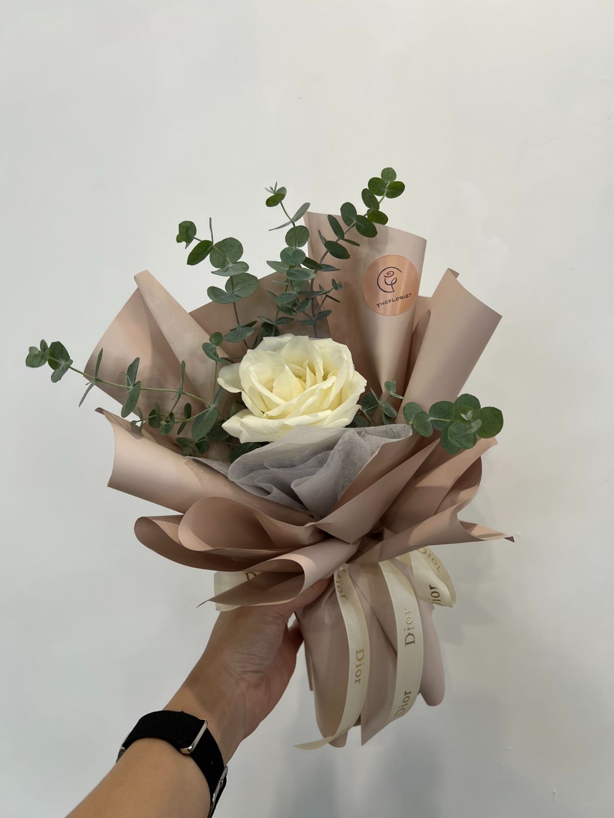 Fresh White Rose with leaf
