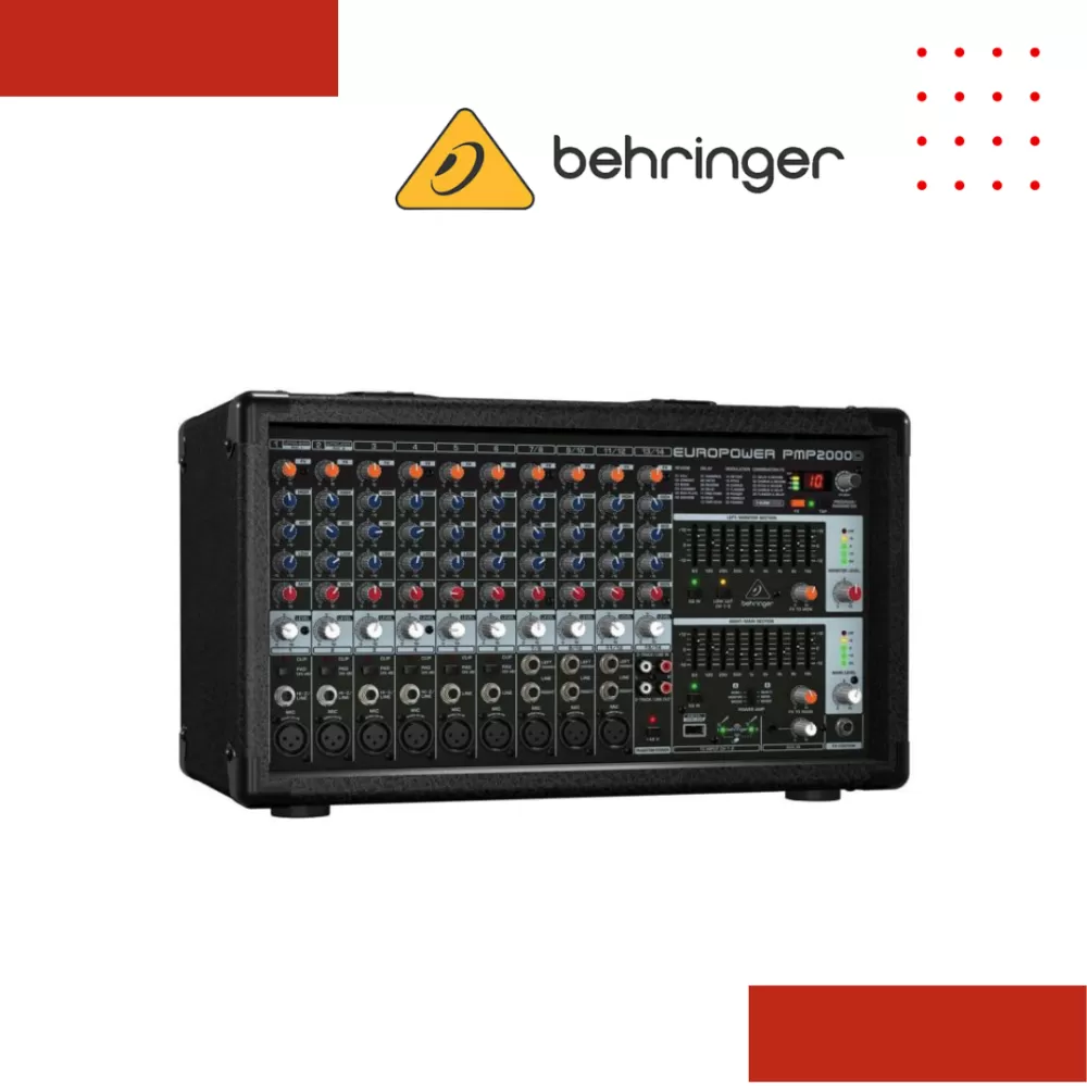 Behringer PMP2000D 2000-Watt 14-Channel Powered Mixer with Klark Teknik Multi-FX Processor