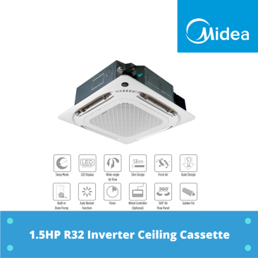 Midea 1.5HP R32 Inverter Ceiling Cassette MCA3-12CRFNX