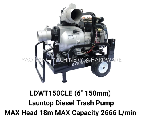 LDWT150CLE 6"(150mm) Launtop Diesel Trash Pump MAX Head 18m MAX Capacity 2666 L/min