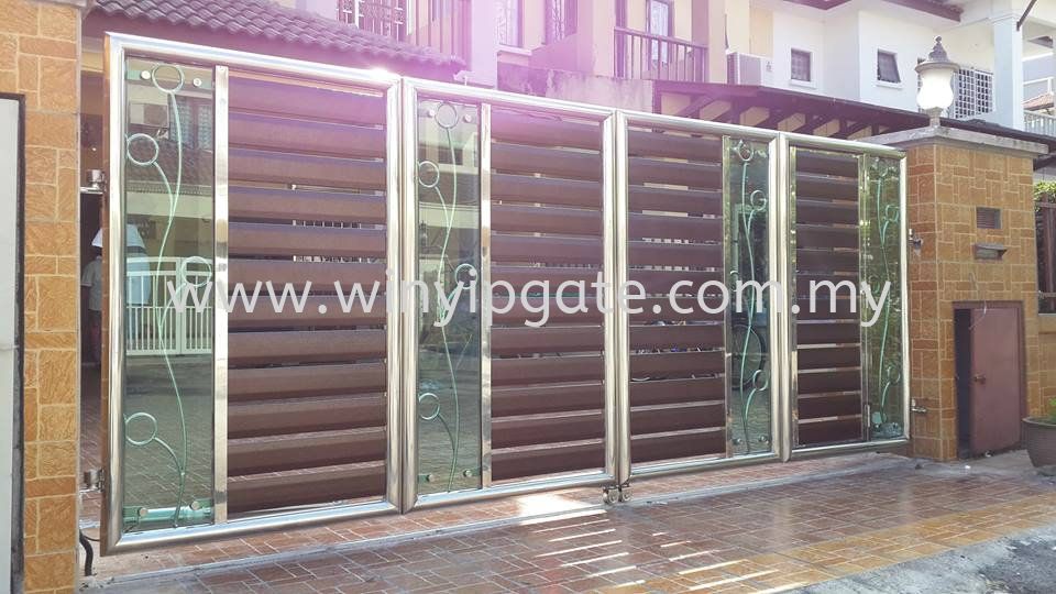 STAINLESS STEEL 13F FOLDING GATE AND ALUMINUM WOOD PLATE @ TEMPERED