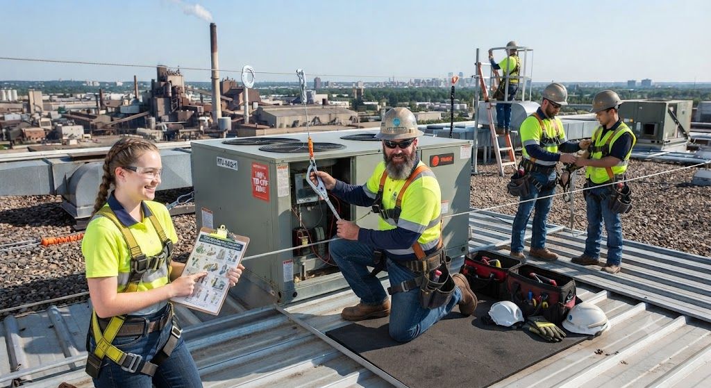 safe industrial HVAC work at height practices