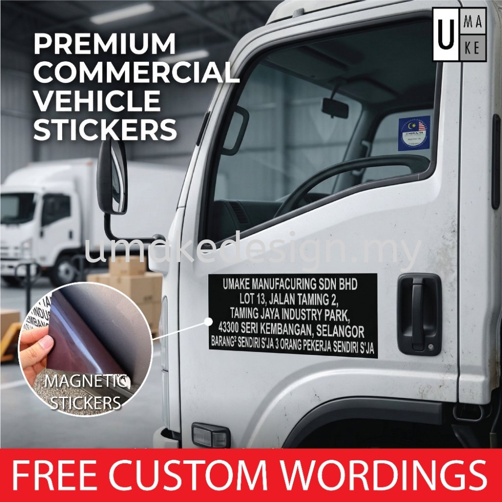 UMAKE Puspakom Lorry Magnetic Sticker | Pelekat Magnet Lori BDM BTM Inspection | Heavy Vehicle Safety Reflective Sign