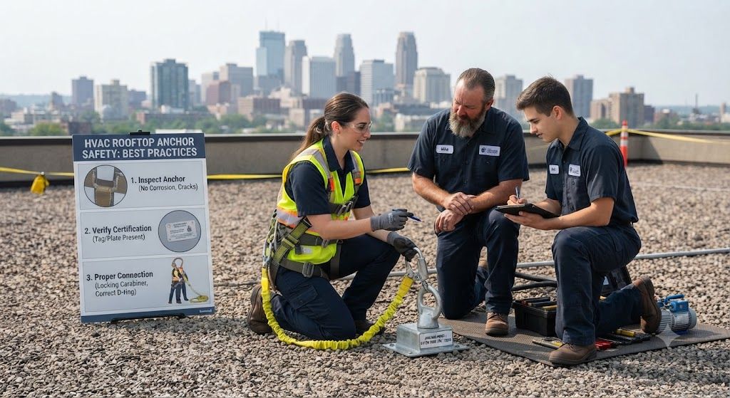 HVAC technician anchor point safety methods