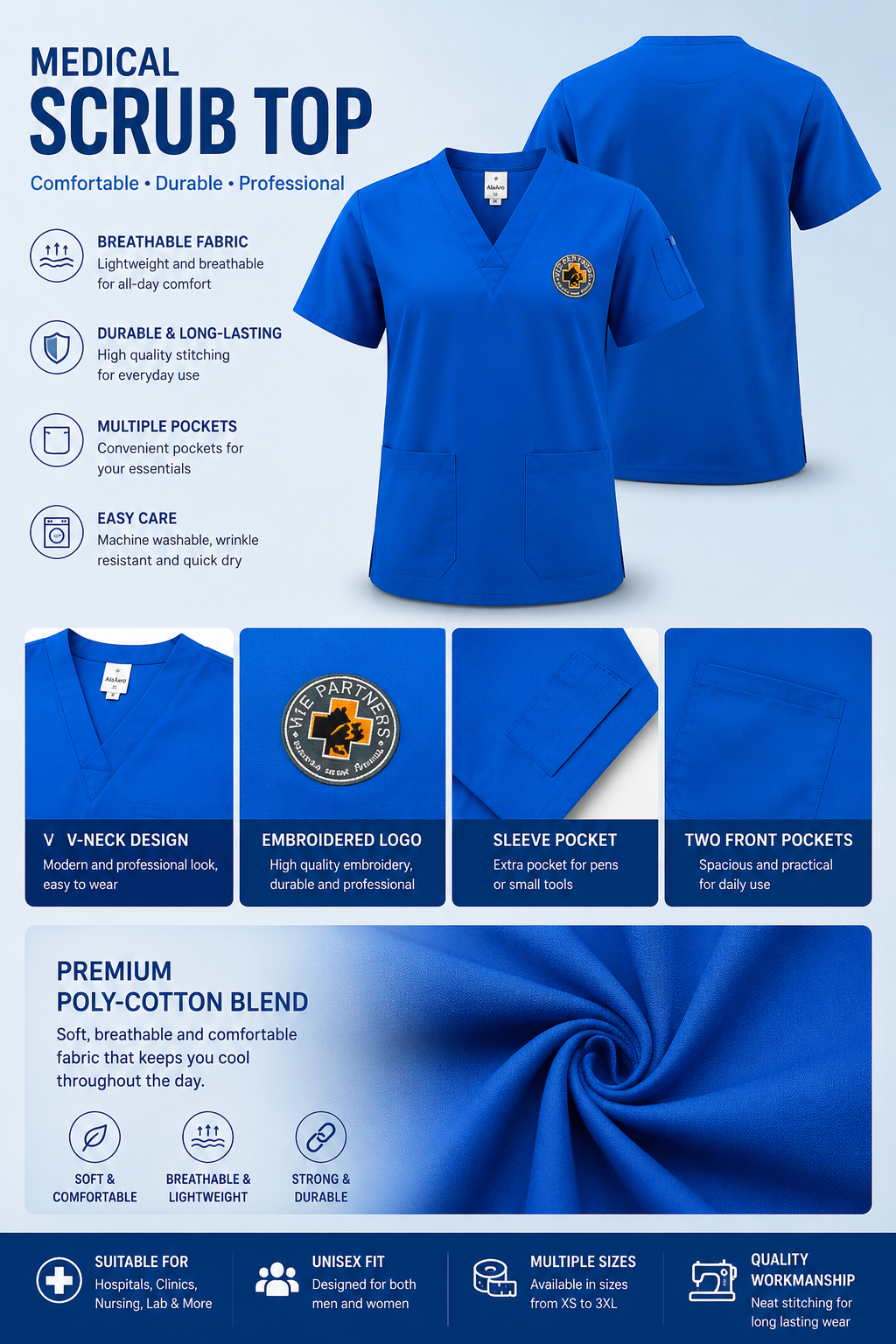 Professional Medical Scrub Uniform | Comfort, Functionality & Durability