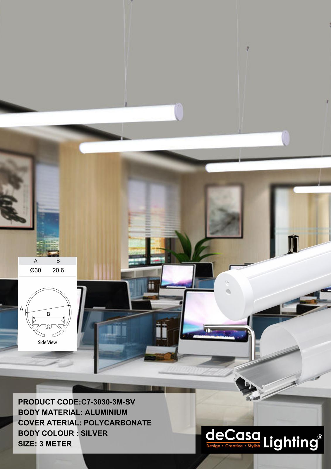 ROUND LINEAR LIGHT (C7-3030-3M-SV)