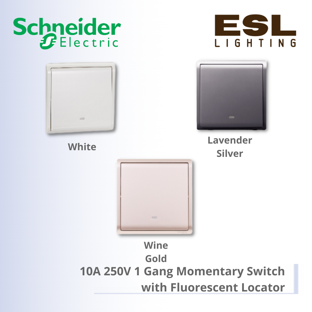 [DISCONTINUE] SCHNEIDER Pieno 10A 250V 1 Gang Momentary / Press Switch with Fluorescent Locator - E8231PRL1F_WE_G11 E8231PRL1F_LS_G11 E8231PRL1F_WG_G11