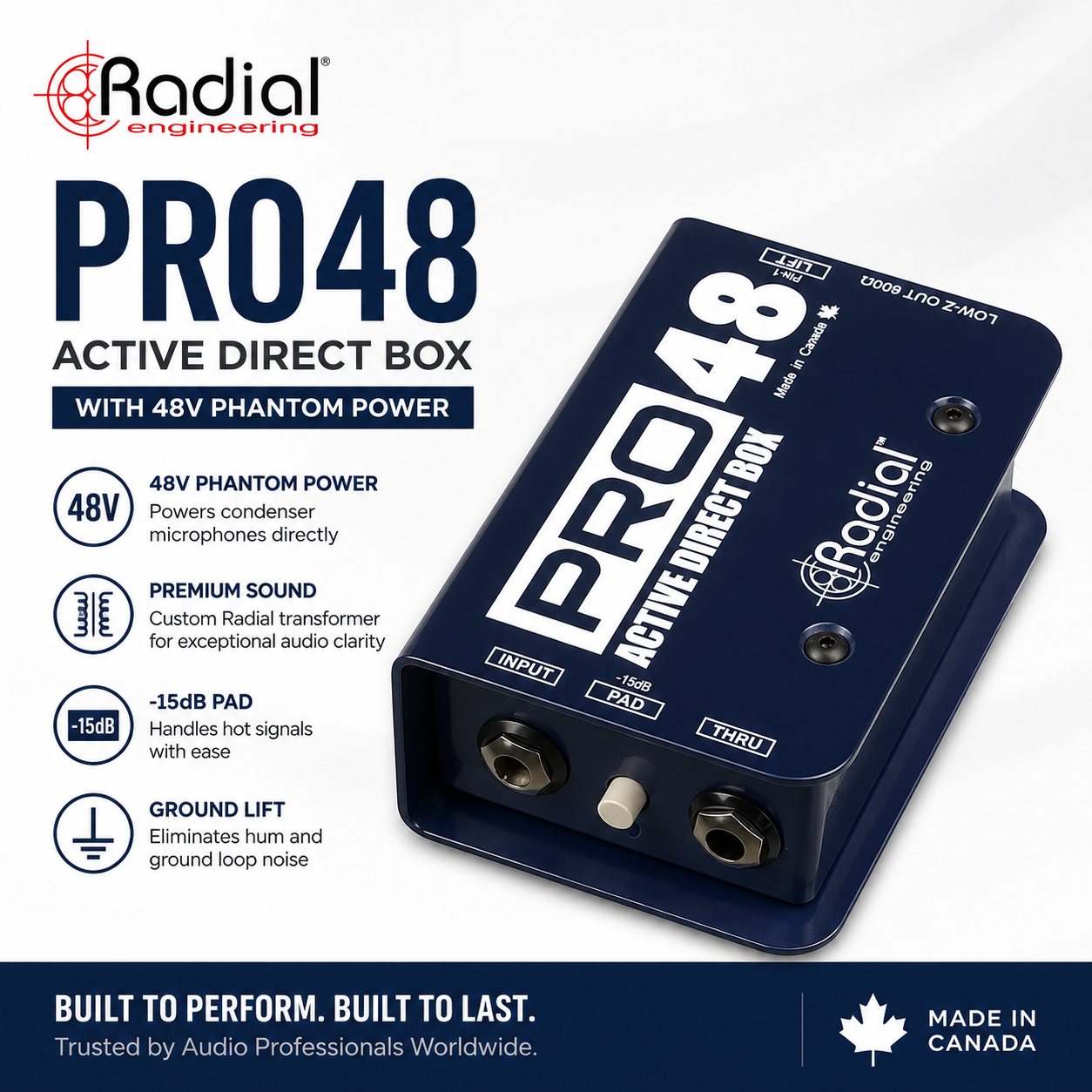 Radial Engineering Pro48 专业有源 DI 盒（48V 幻象供电）