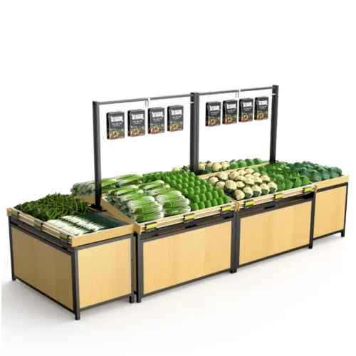 SINGLE-LAYER STEEL & WOOD FRUITS & VEGETABLES RACK