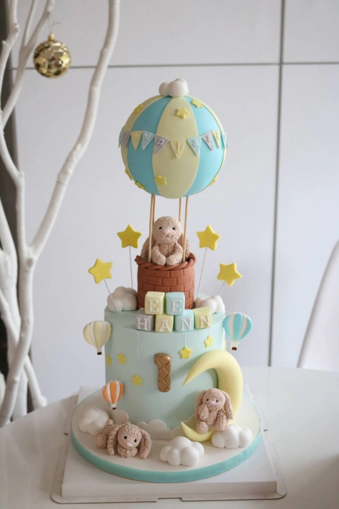 Bunny Rabbit Hot Air Balloon Cake