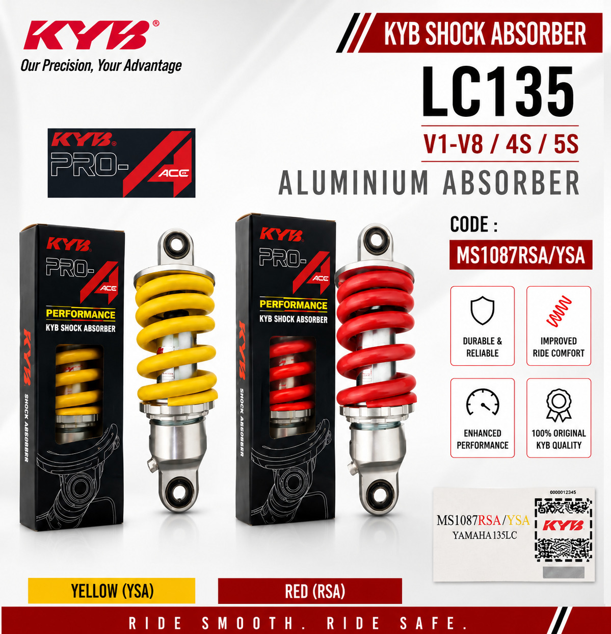 KAYABA LC135 V1 - V8 PRO ACE REAR ABSORBER MS1087RSA/YSA 5YP 55D 55C BDK
