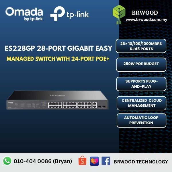 OMADA TP-LINK ES228GP: 28-Port Gigabit Easy Managed Switch with 24-Port PoE+