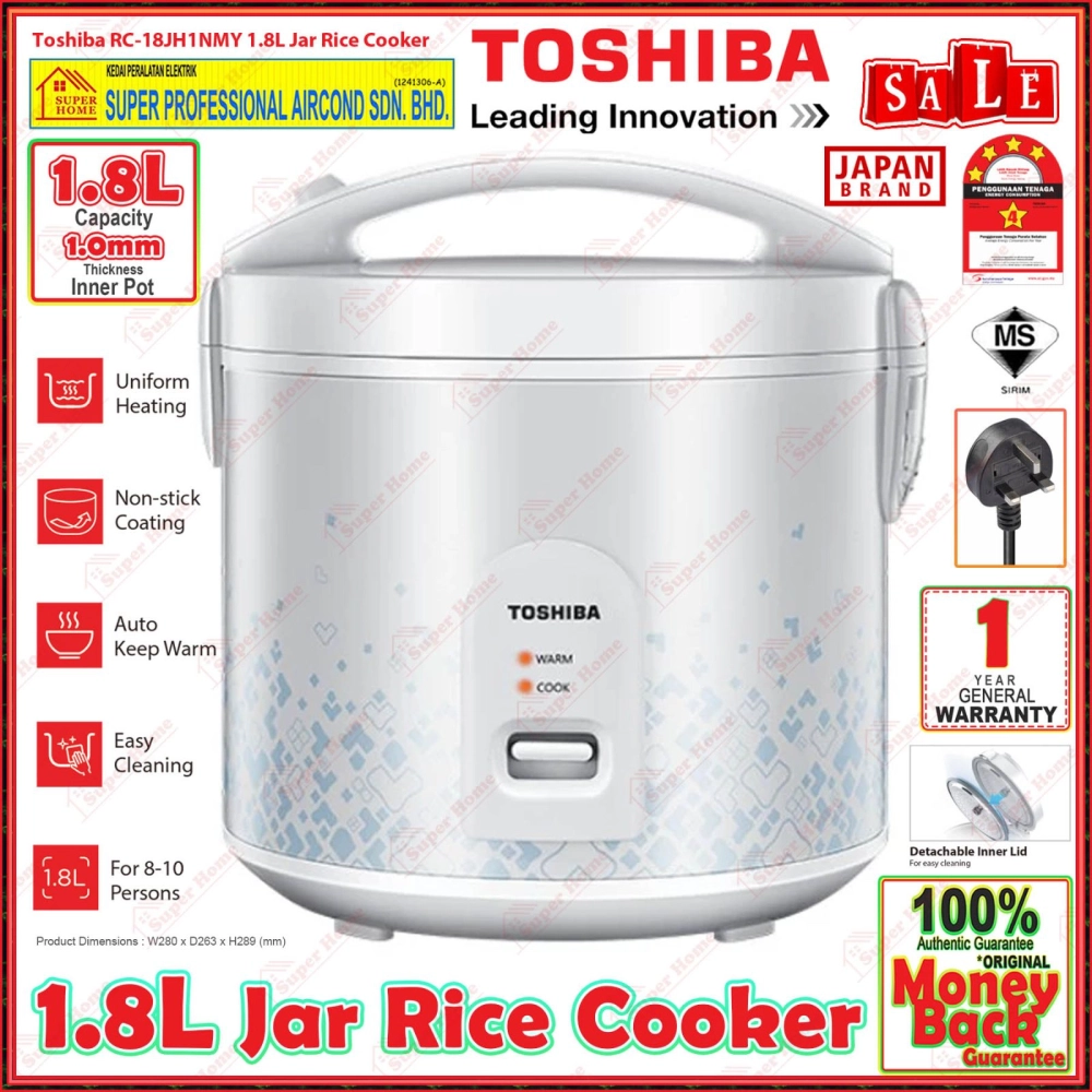 Toshiba Rice Cooker RC-18JH1NMY Non-Stick Coating 1.8L Jar Rice Cooker ...