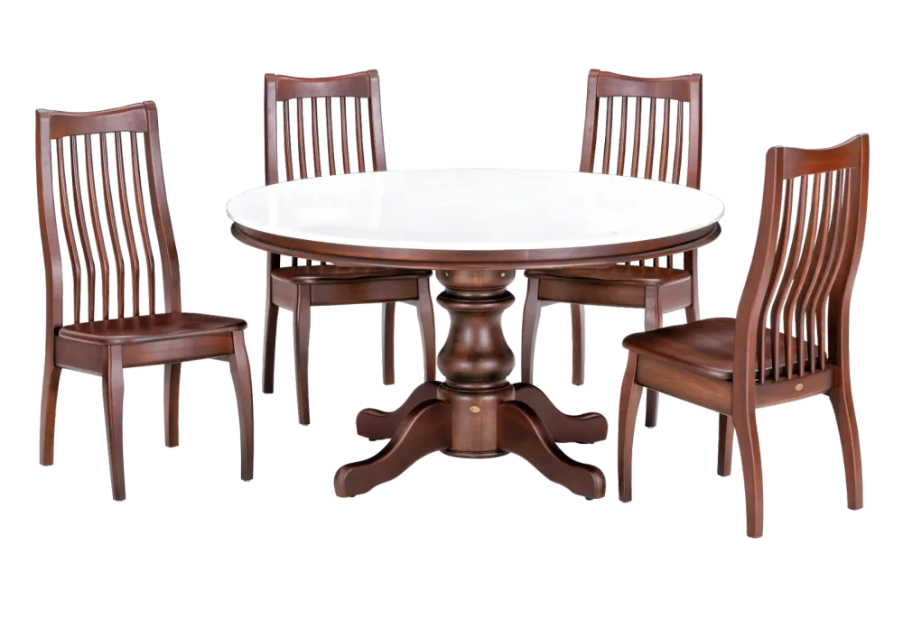 N808MTL Marble Frame Dining Table  & 777W Solid Wooden Seat Dining Chair