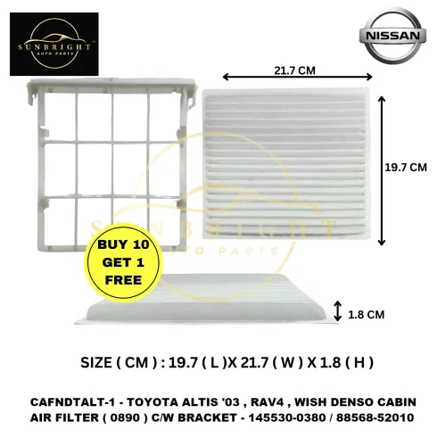 CAFNDTALT-1 - TOYOTA ALTIS '03 , RAV4 , WISH DENSO CABIN AIR FILTER ( 0890 ) C/W BRACKET - 145530-0380 / 88568-52010 ( BUY 10 FREE 1 )