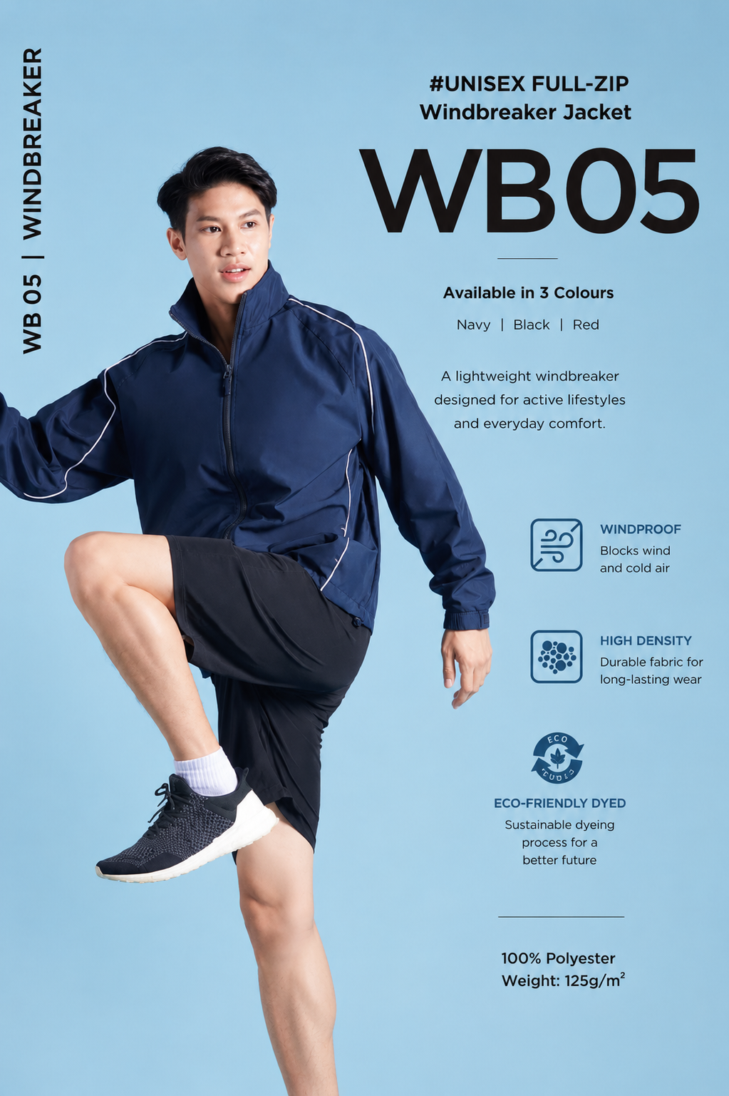 Unisex Full-Zip Windbreaker Jacket - WB05