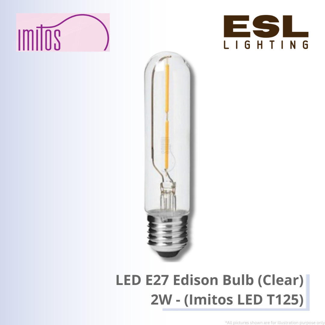 IMITOS LED E27 Edison Bulb (Clear) 2W - Imitos LED T125