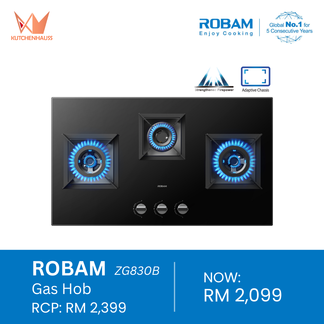 ROBAM - 86cm Built-in 3 Burners Gas Hob | ZG830B