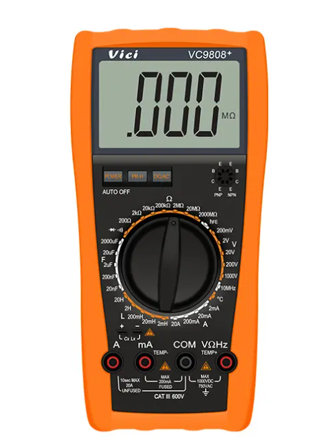 Vici VC9808+ Max 2000uF capacitance, Max 2000M惟 resistance, Inductance, Frequency, Temperature tests, Anti-high pressure ignition design.