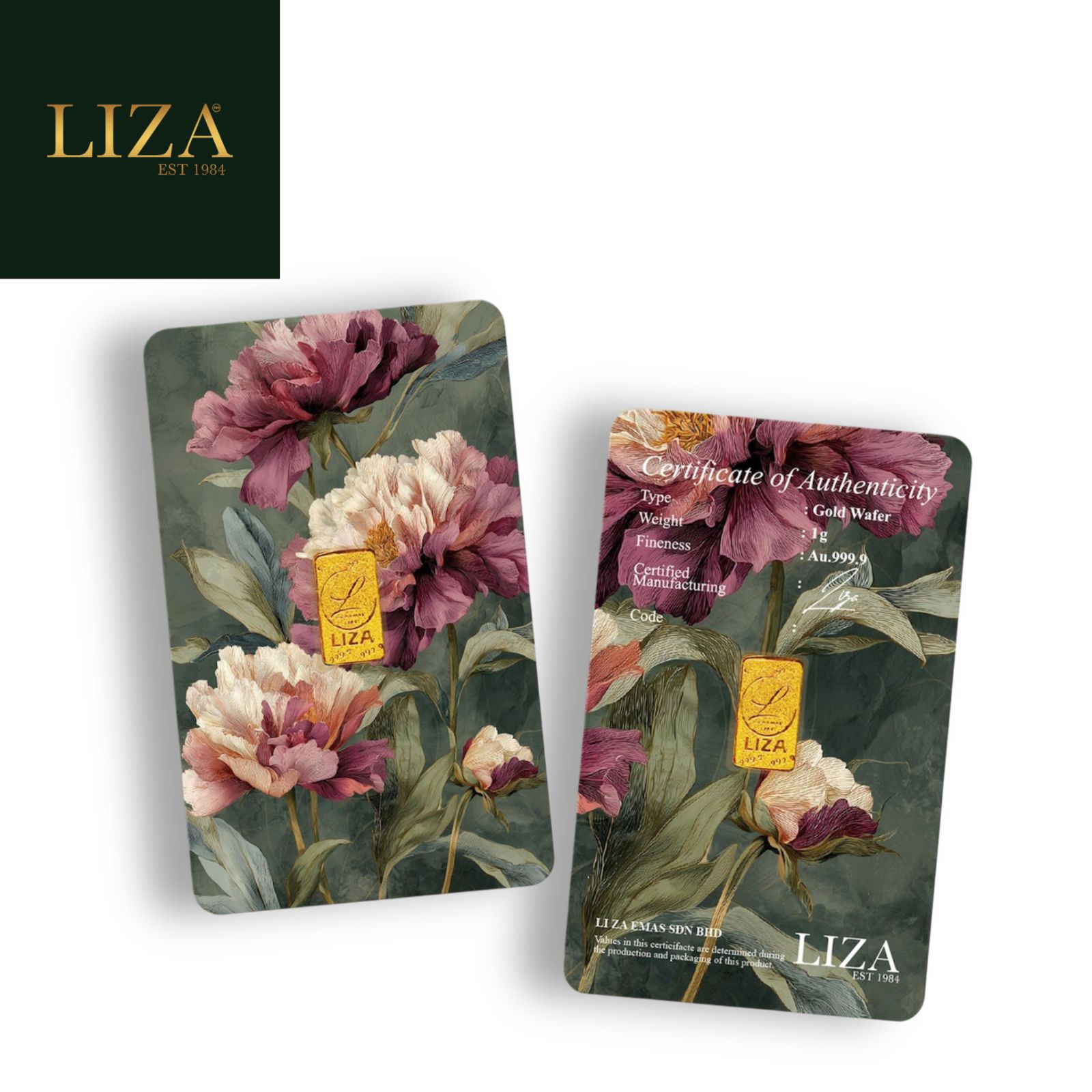 LIZA 1g 999.9 Gold Bar (Flower Purple | 紫色花朵）