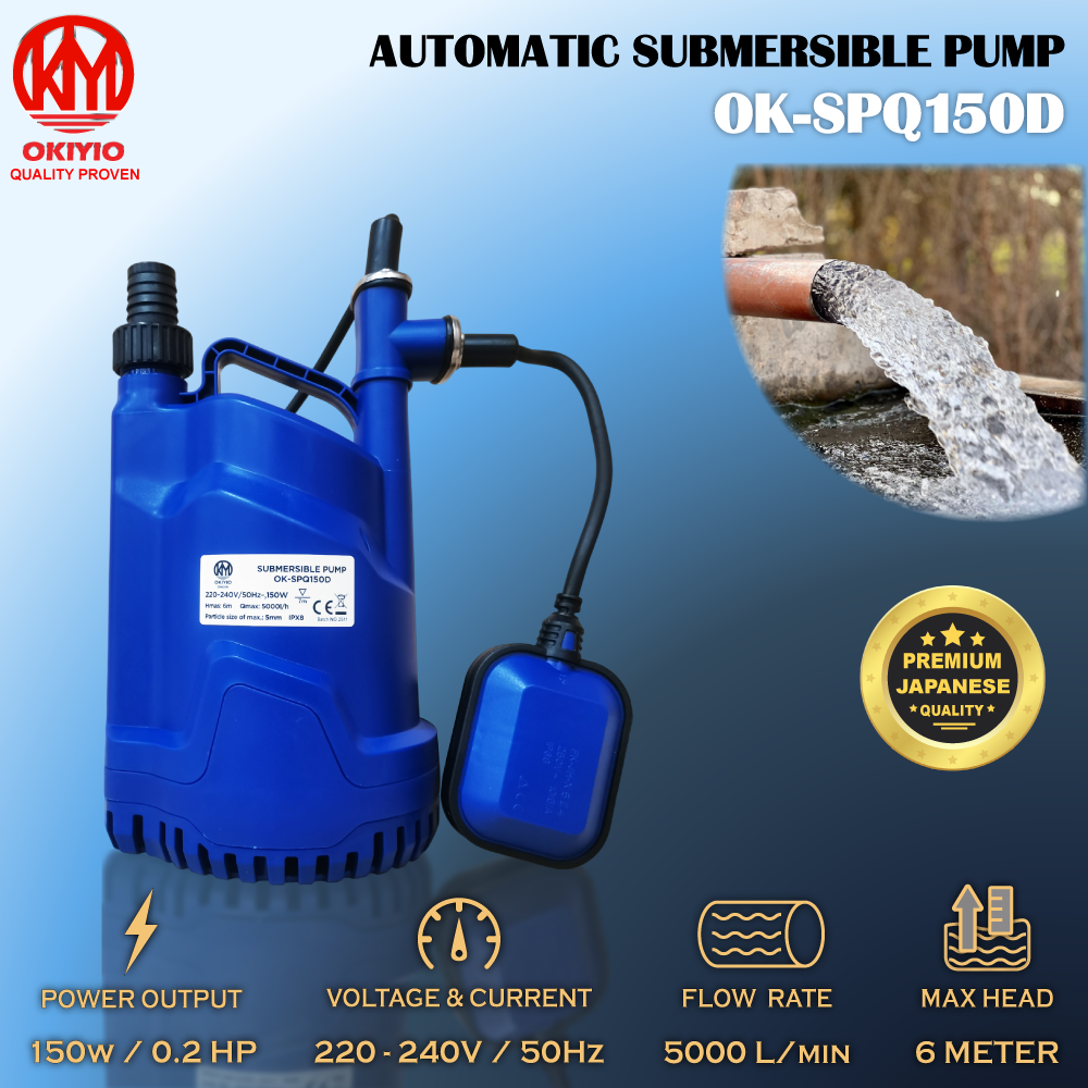 OKIYIO AUTO SUBMERSIBLE PUMP 150W - 1" ( CLEAN WATER )