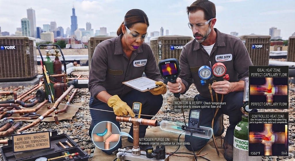 copper joint brazing HVAC temperature control method