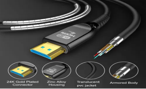 8K HDMI ARMORED FIBER CABLE (V2.1) MALE-MALE 30 METER