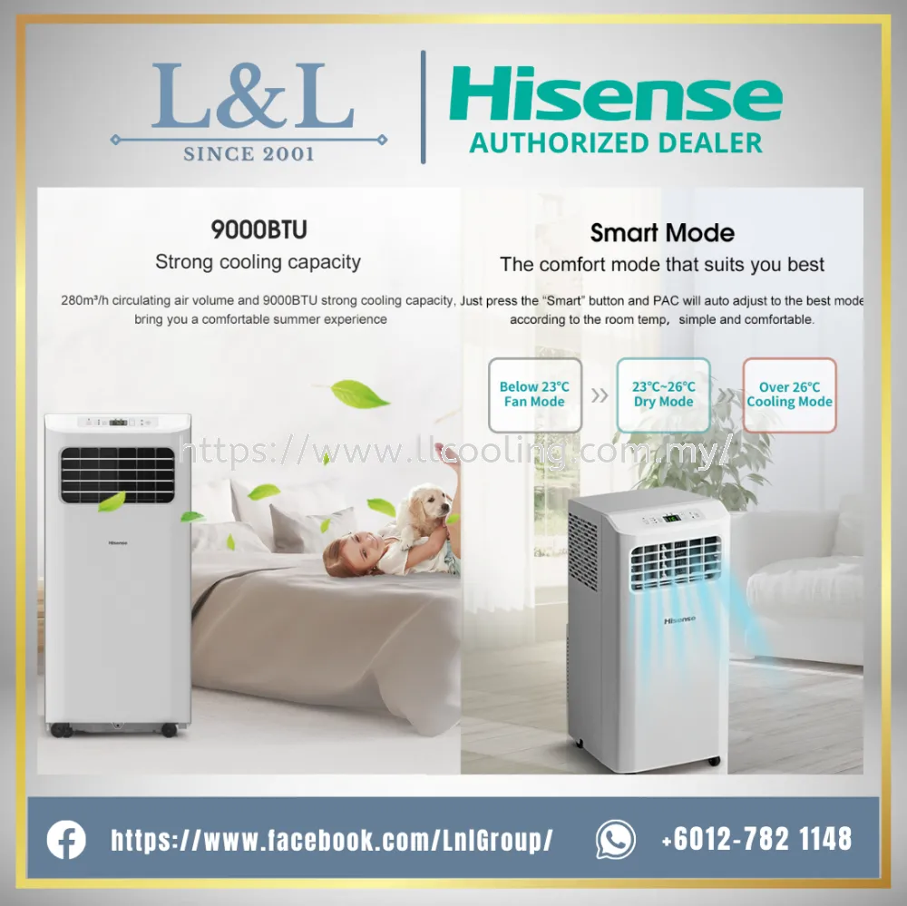 Hisense R32 Portable 1.0HP  Air Conditioner (AP09KVG)/Penghawa Dingin Mudah Alih