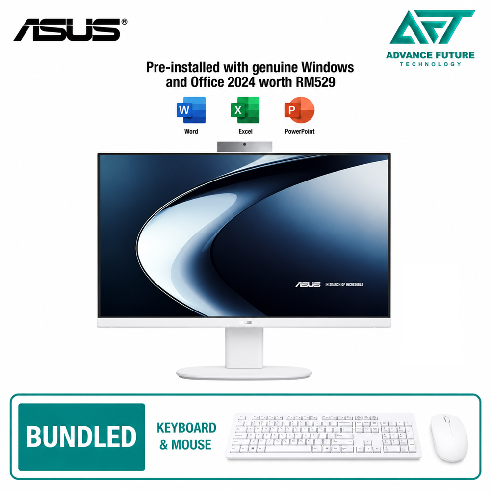 Asus V440VA-KWPC013WS 23.8" FHD All-in-One Desktop PC White ( Intel Core 3 100U, 8GB, 512GB SSD, Intel, W11, H&S 2024&M365 )