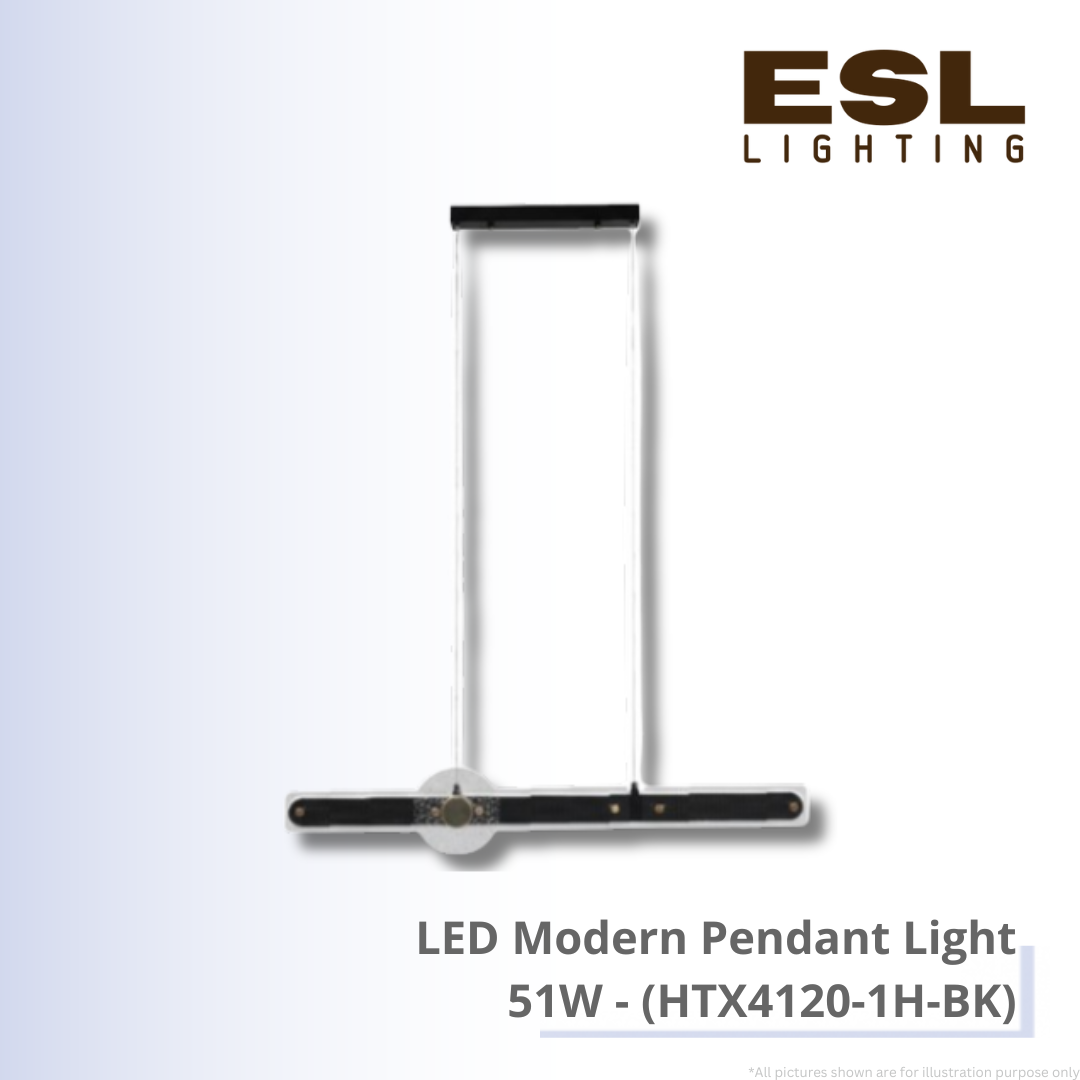 LED Modern Pendant Light 51W - HTX4120-1H-BK
