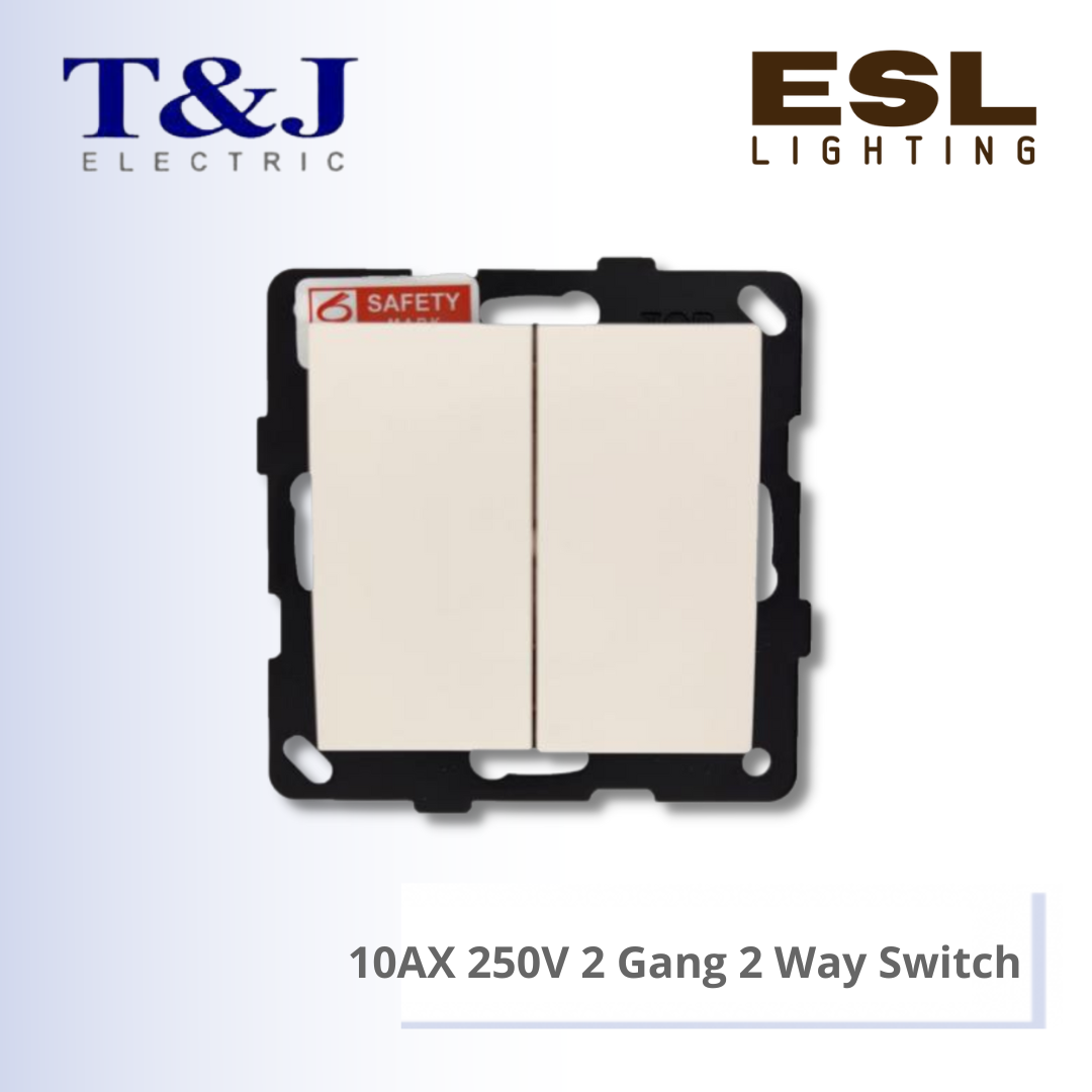 T&J LAVINA"95" SERIES 10AX 250V 2 Gang 2 Way Switch - JC272-2-W-LWH / JC272-2-W-LBL