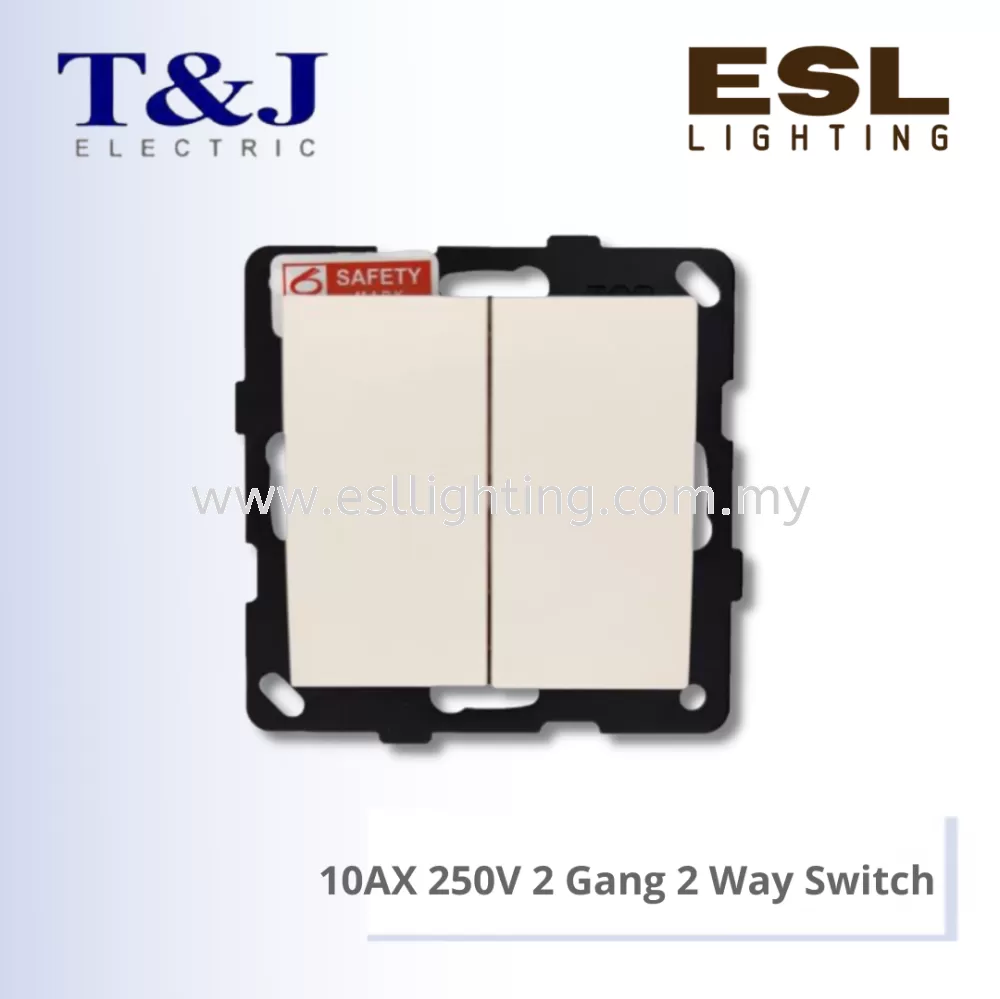 T&J LAVINA"95" SERIES 10AX 250V 2 Gang 2 Way Switch - JC272-2-W-LWH / JC272-2-W-LBL