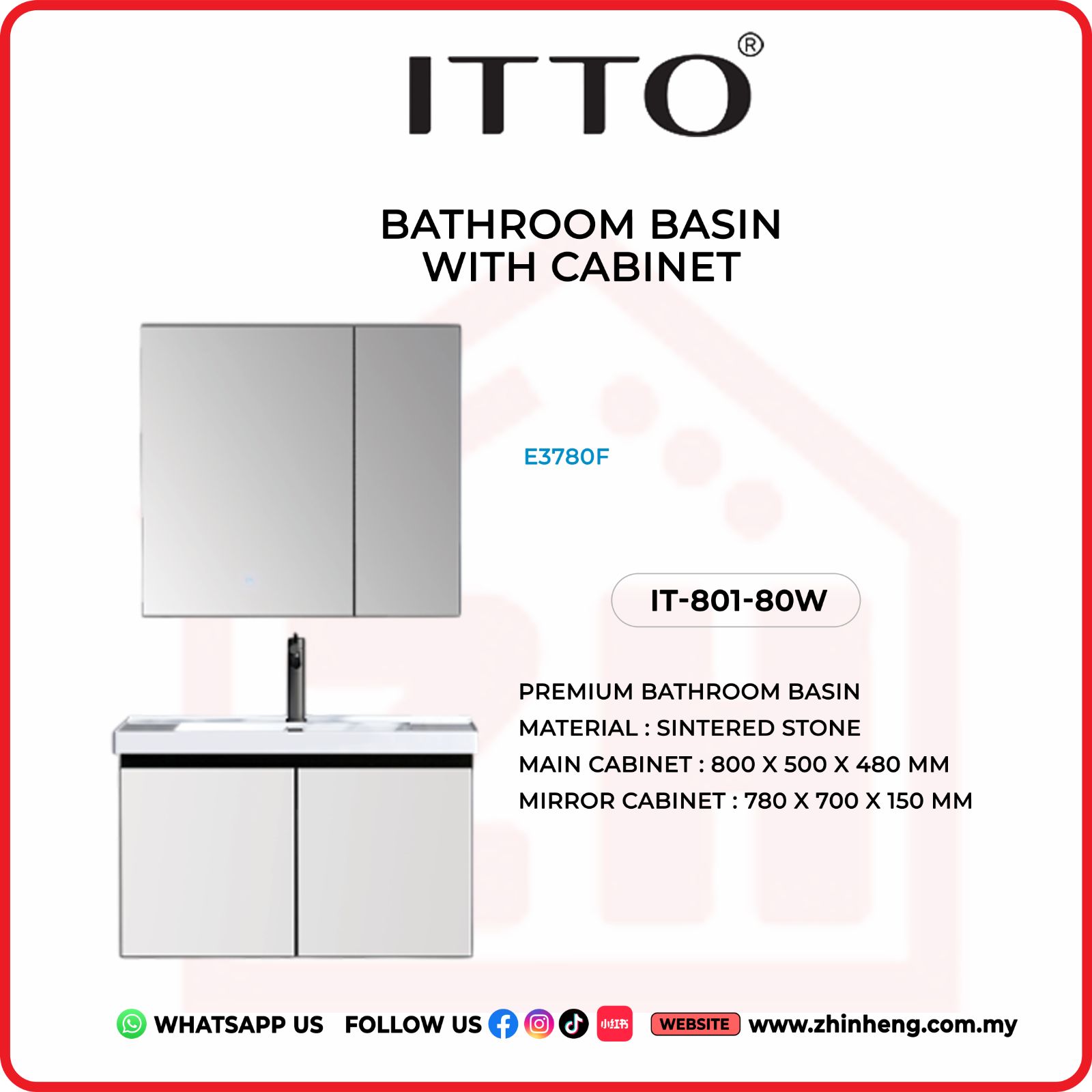 ITTO BATHROOM BASIN WITH CABINET IT-801-80W