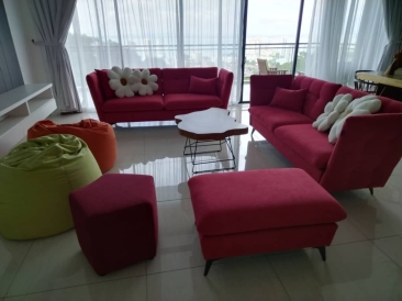 Whole Sofa Set 1 +2 + 3 Seater Sofa | Beautiful Fabric Sofa | Bean Bag | Living Room Furniture Store | Penang | KL | Kulim | Lunas Sofa Ruang Tamu Terbaik Malaysia