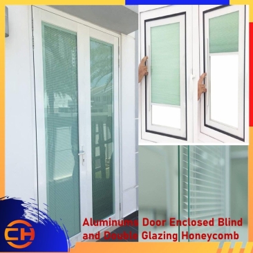 Aluminium Door Enclosed Blind and Double Glazing Honeycomb Shade Aluminium Tingkap Custom Made ( per sf )