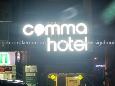 COMMA HOTEL ALUMINIUM GIANT BIG 3D LED FRONTLIT LETTERING AT KIJAL KEMAMAN TERENGGNAU MALAYSIA