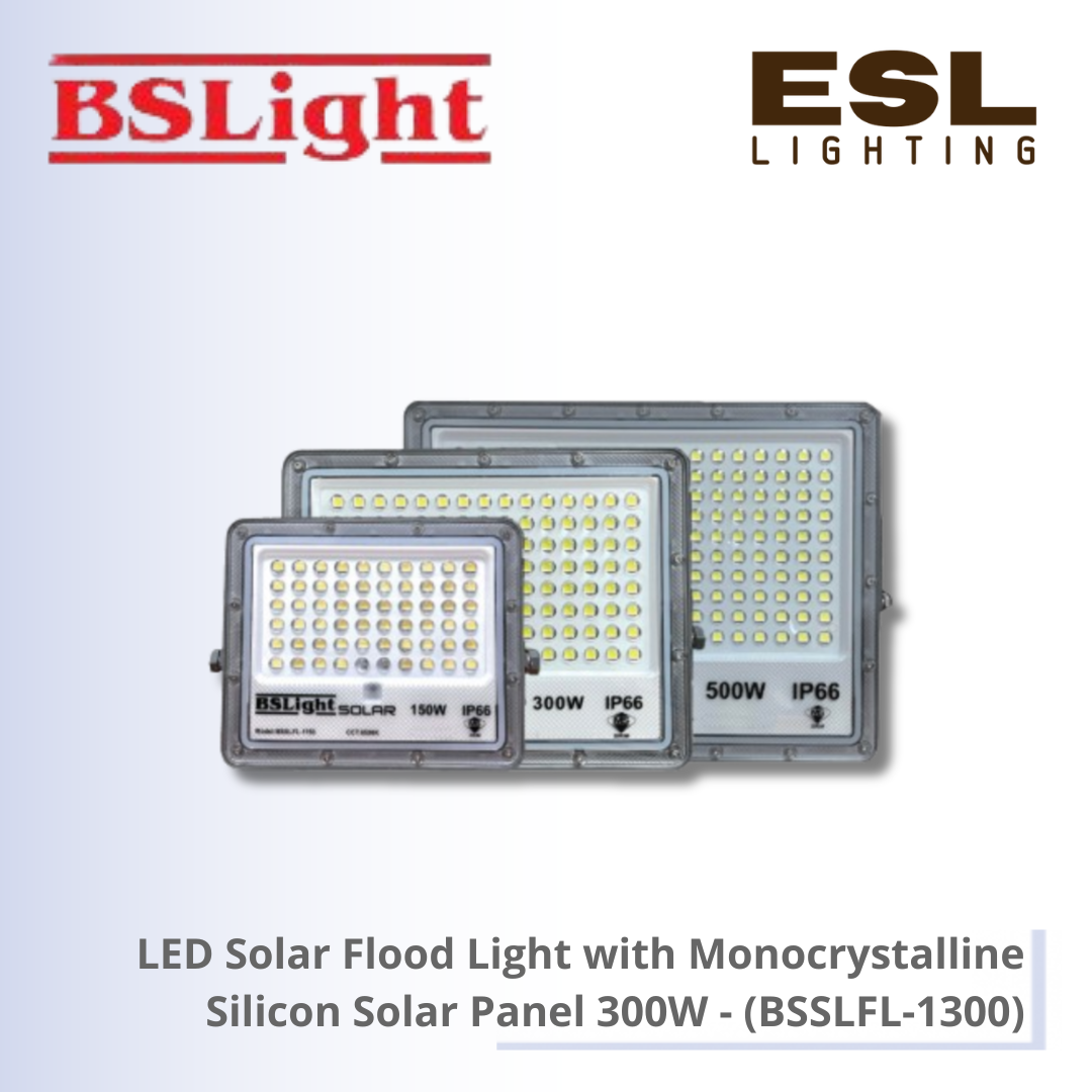 BSLight LED Solar Flood Light with Monocrystalline Silicon Solar Panel 300W - BSSLFL-1300 [SIRIM]