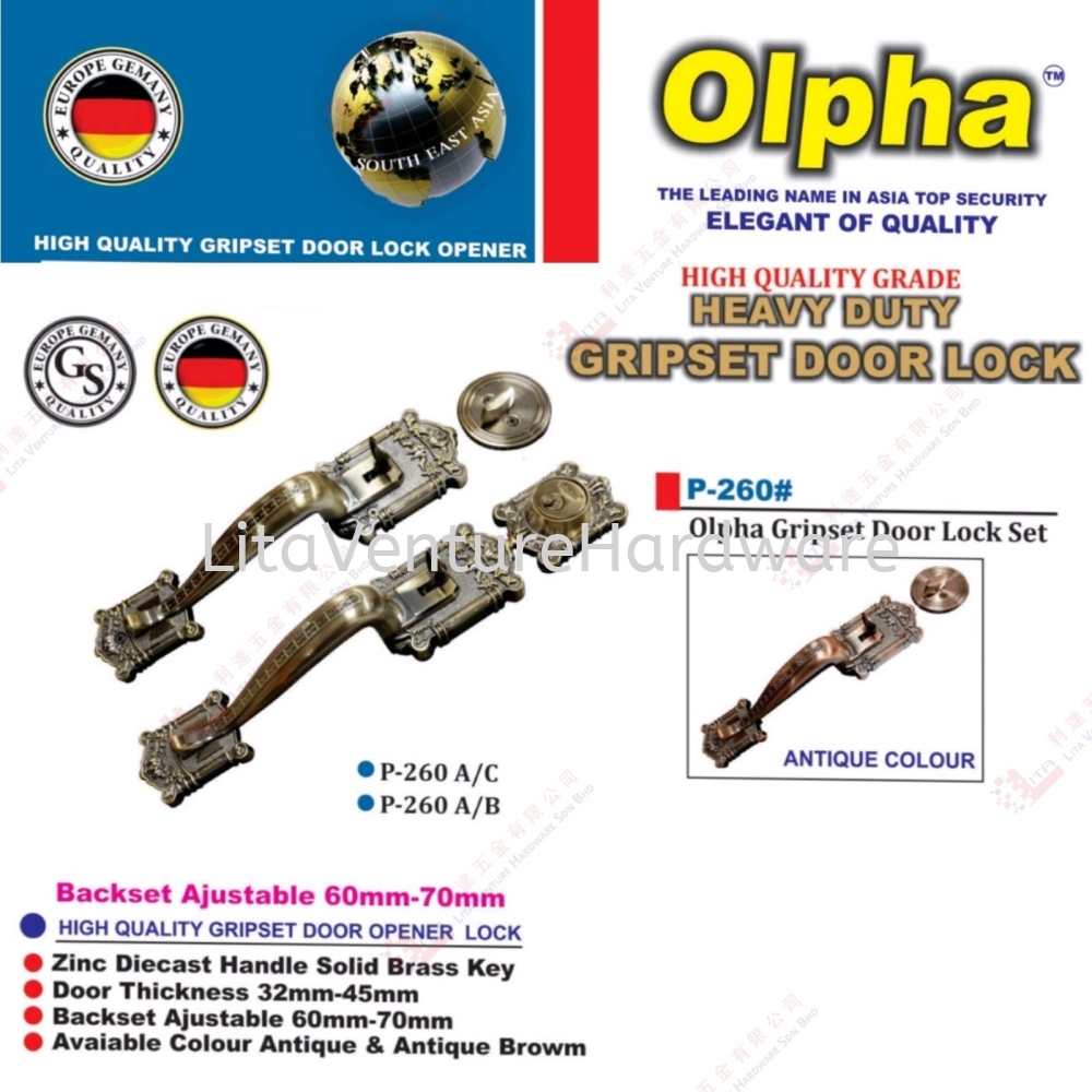 OLPHA BRAND GRIPSET DOOR LOCK - P260AC P260AB