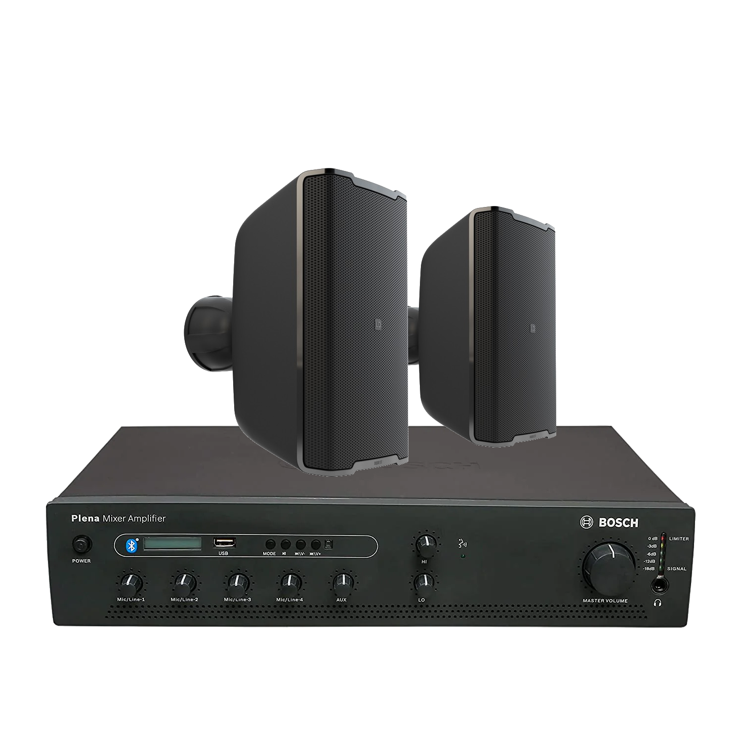 Bosch PA Package with PLE-1MEXXX-3AP 60W/120W/240W Mixing Amplifier & LD System DQOR5TB 5-Inch 70W Wall Mounted Box Speaker with Transformer Tap