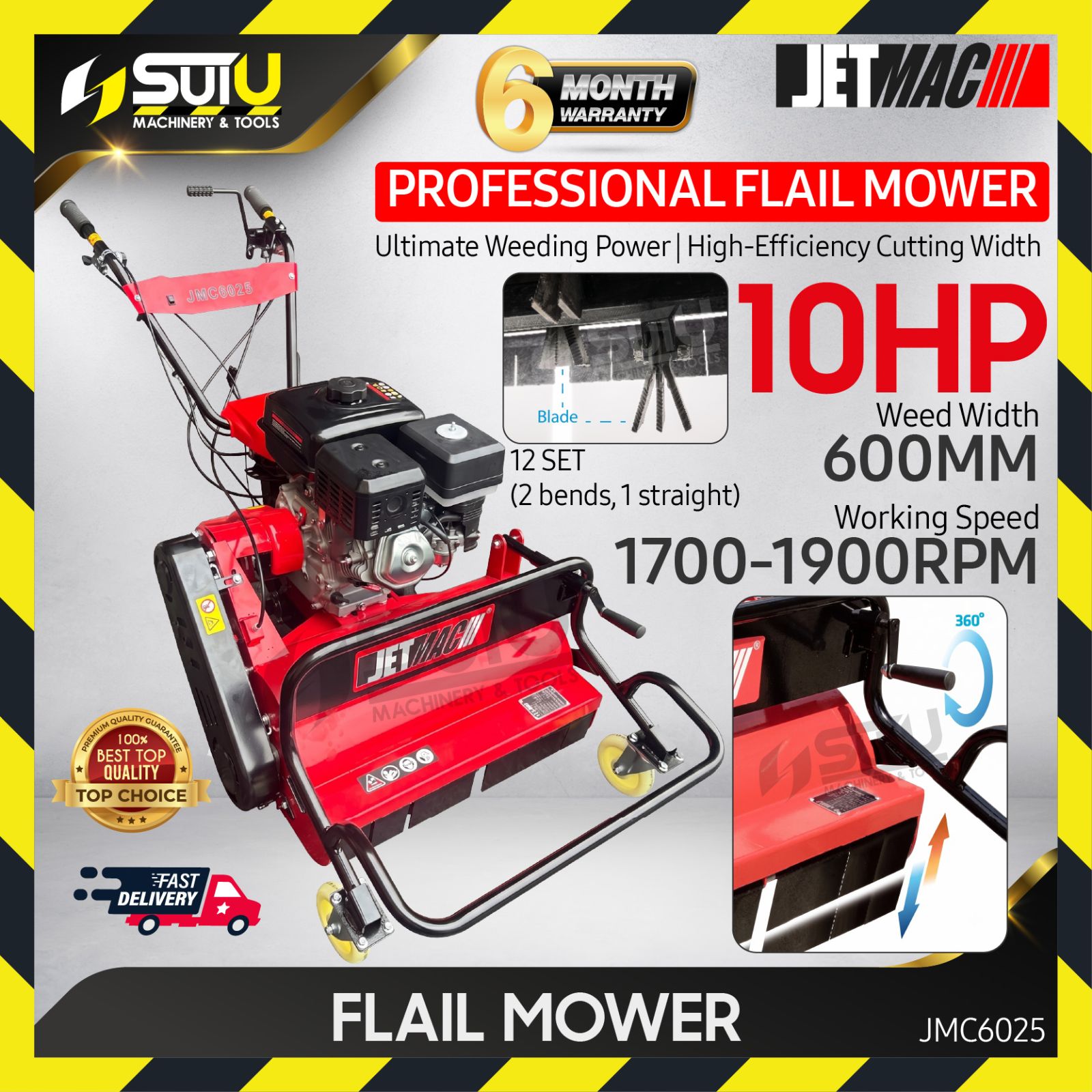 JETMAC JMC6025 10HP Weeding Machine / Flail Mower 3600RPM