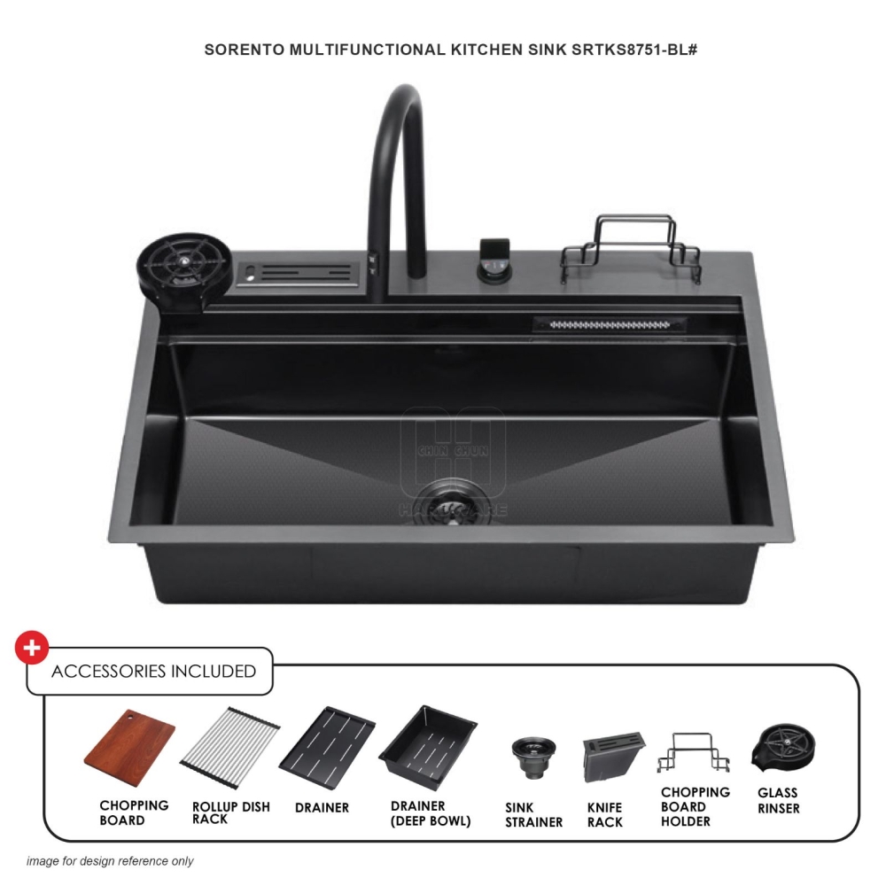 SORENTO MULTIFUNCTIONAL KITCHEN SINK SRTKS8751-BL