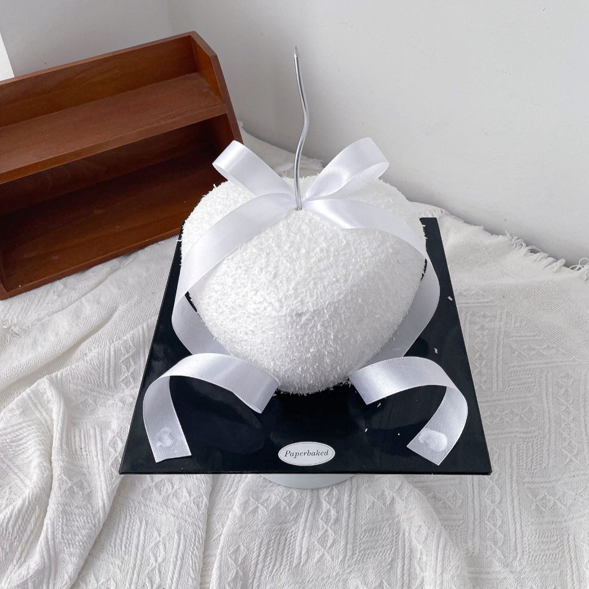 Fluffy Furry Heart Shape Ribbon Cake Design