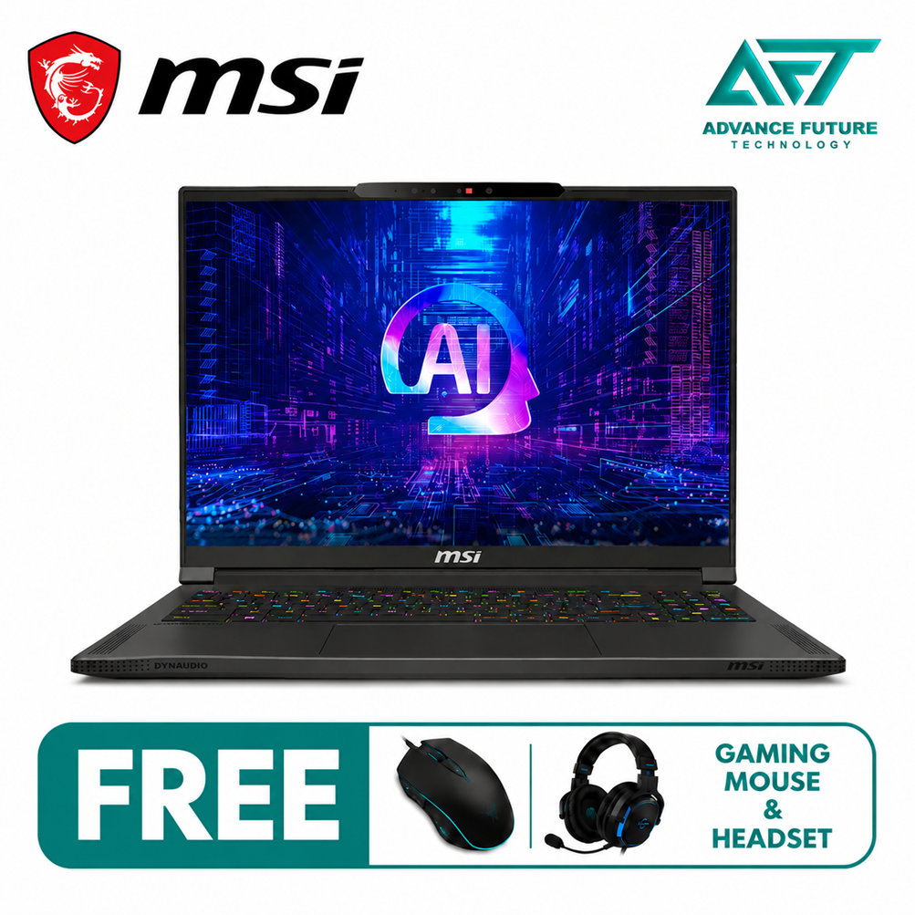 MSI Stealth A16 AI+ A3XVGG-089MY 16'' UHD+ 120Hz Gaming Laptop Core Black ( AMD Ryzen AI 9 HX 370, 32GB, 1TB SSD, RTX4070, W11 )