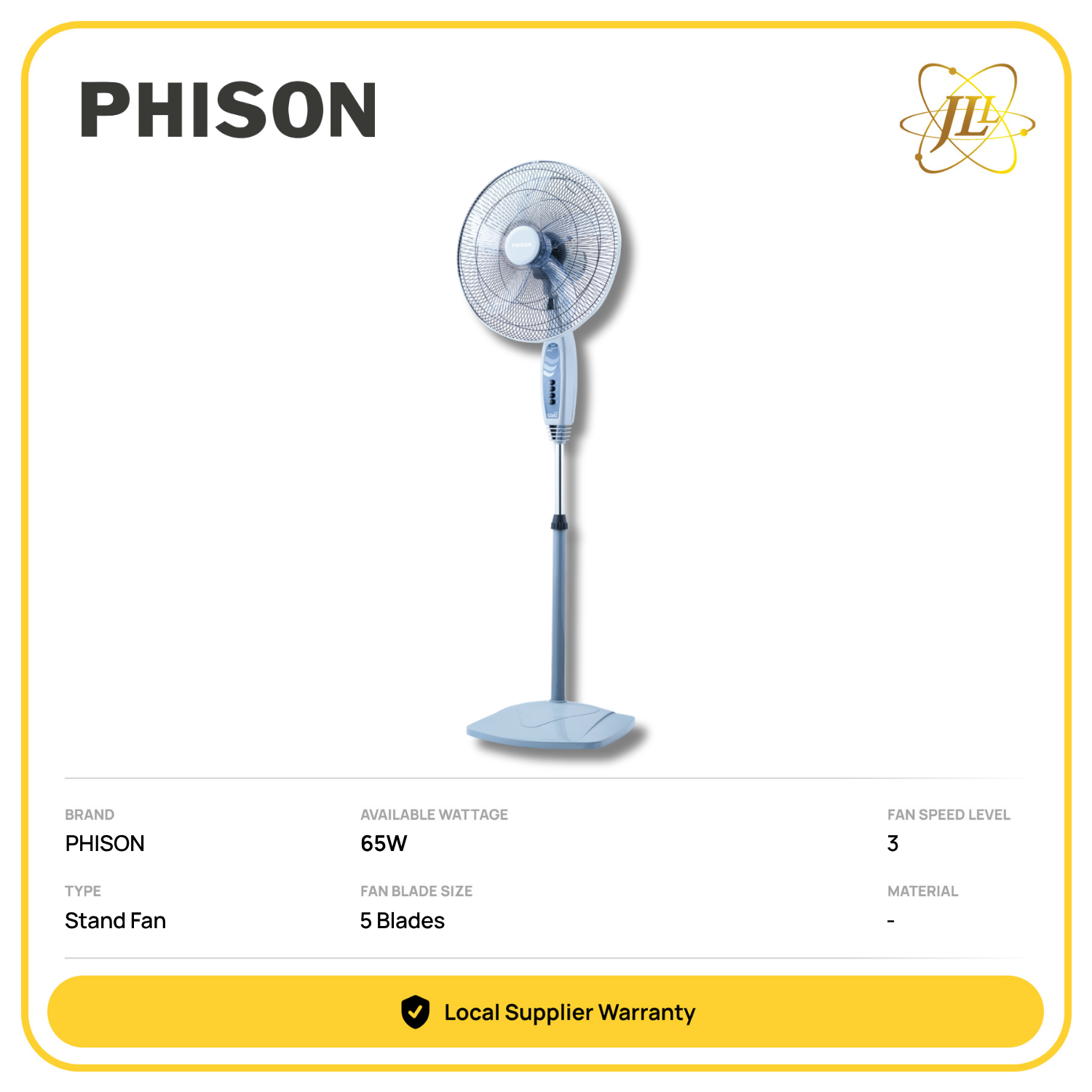 PHISON PSF-18G 5BLADES STAND FAN 18'' 240V 65W 3SPEED