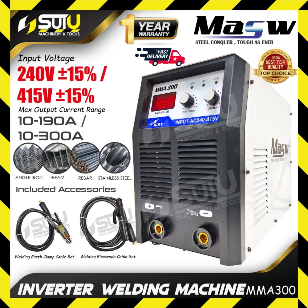 MASW MMA300 Single Phase & Three Phase Inverter Welding Machine (240V / 415V)