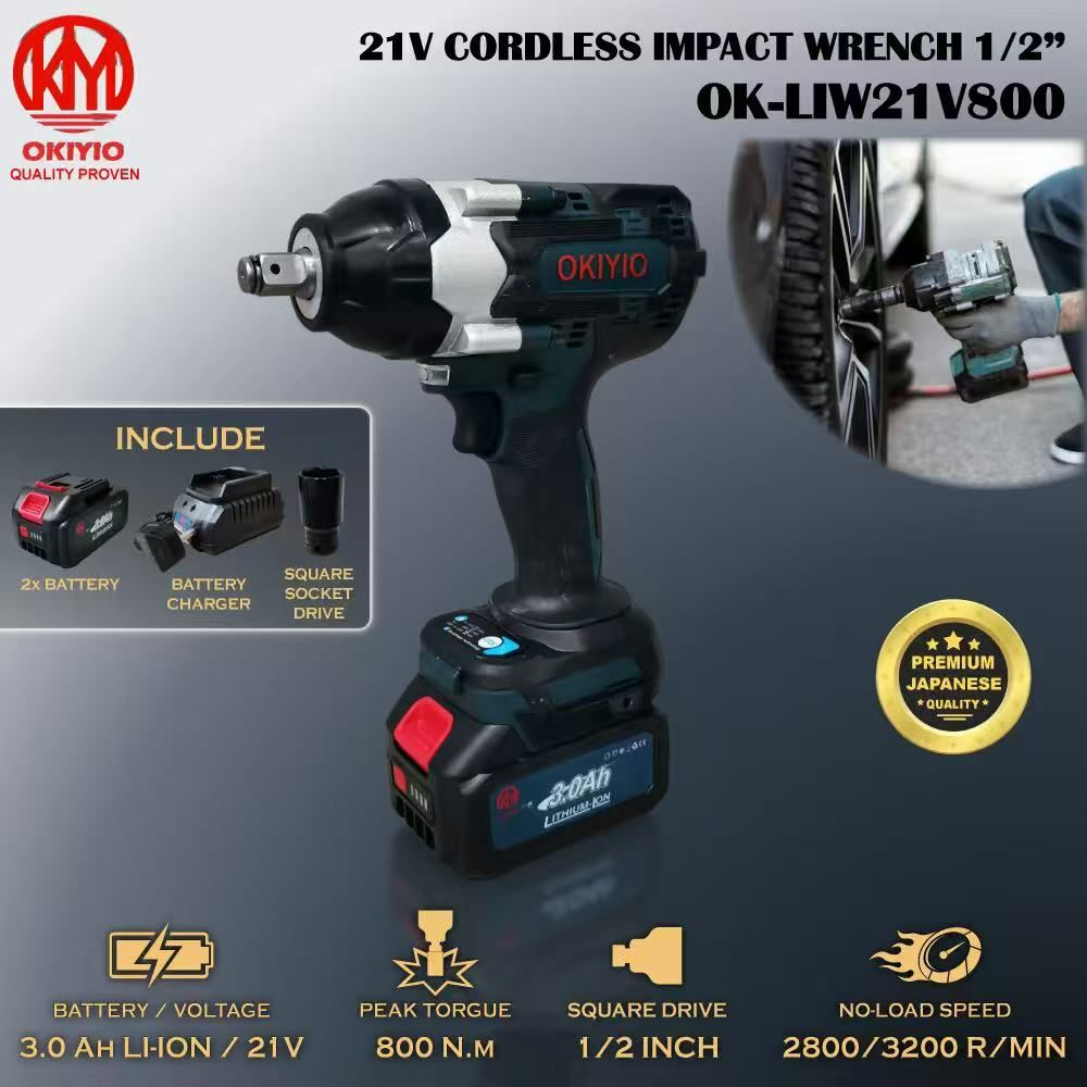 OKIYIO CORDLESS IMPACT WRENCH 1/2" (800N-m)