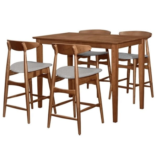 FLORA ISLAND Bar Set (1 + 4) with Flora Bar Chair Walnut