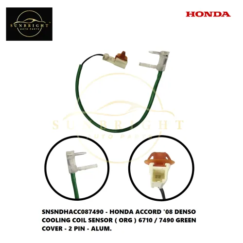 SNSNDHACC087490 - HONDA ACCORD '08 DENSO COOLING COIL SENSOR ( ORG ) 6710 / 7490 GREEN COVER - 2 PIN - ALUM.