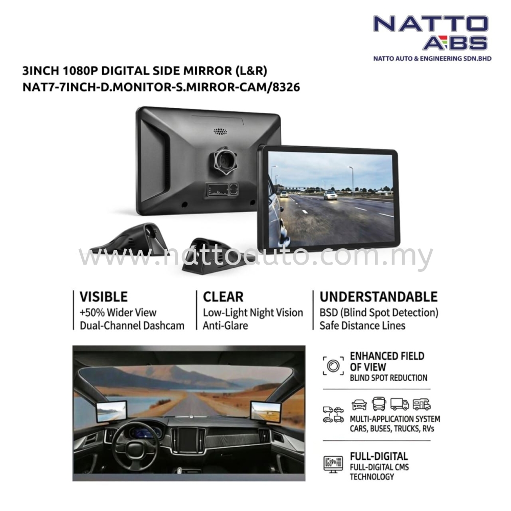 3 Inch 1080P Digital Side Mirror (L&R)