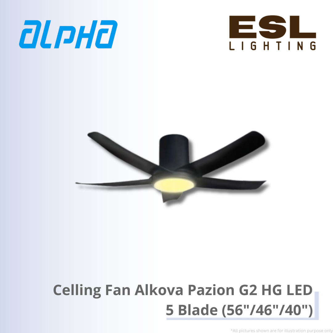 ALPHA Celling Fan Alkova Pazion G2 HG LED - 5 Blade(56"/46"/40")